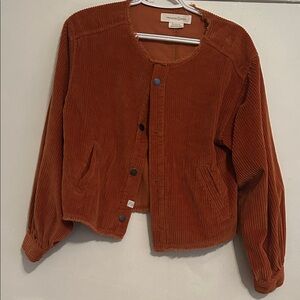 Free People Burnt Orange Corduroy Snap-Front Jacket